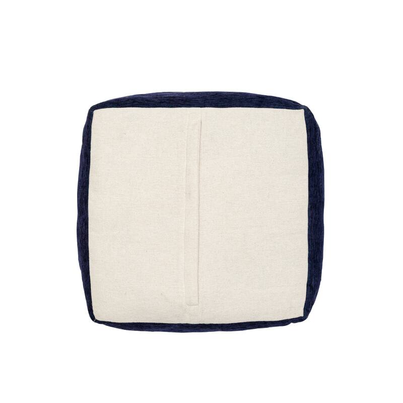 Sevita Navy/Mustard Traditional Damask Polyester Blend Pouf