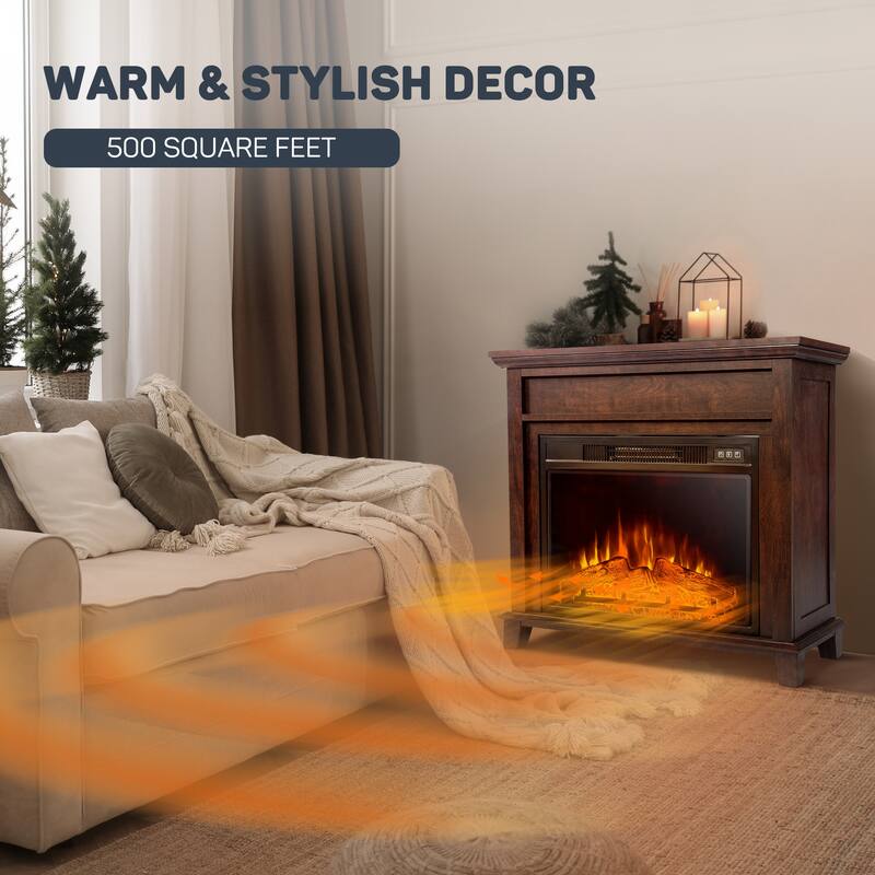 31.65'' /47.6'' Freestanding Electric Fireplace With Mantel