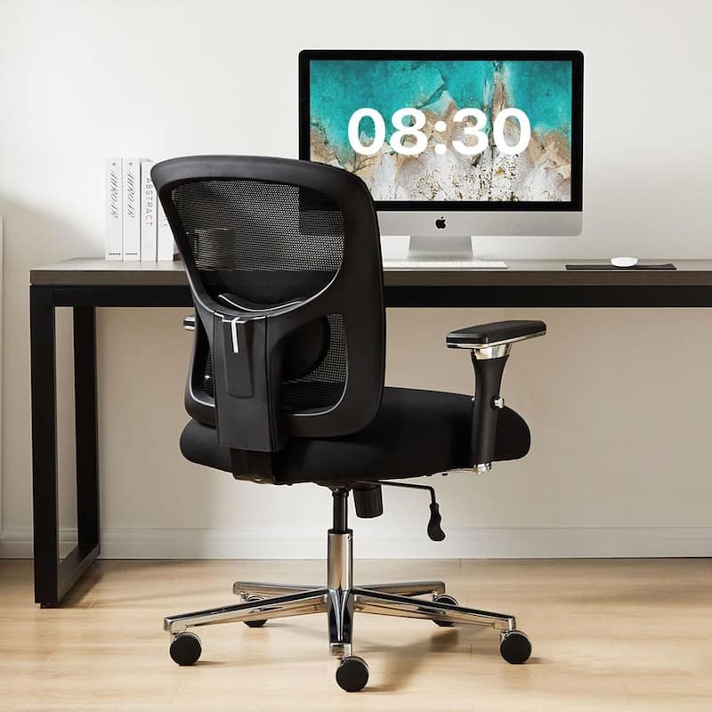 Big and Tall Office Desk Chair with Lumbar Support - 22"D x 26.77"W x 42.32"H - Black