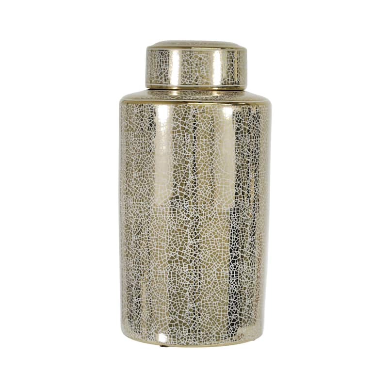 Sagebrook Home Modern Glam Jar with Lid Metallic Vase