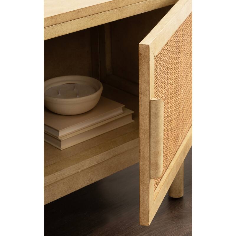 Kate and Laurel Ori Rattan Console Floor Cabinet - 38x16x23