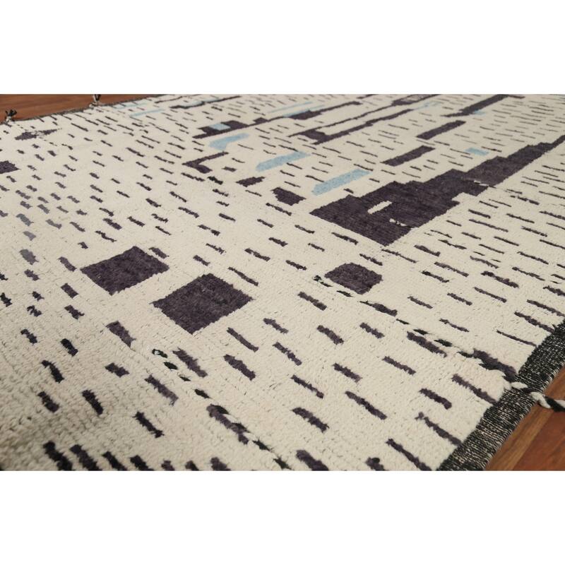Abstract Moroccan Oriental Area Rug Handmade Contemporary Wool Carpet - 6'11"x 10'5"