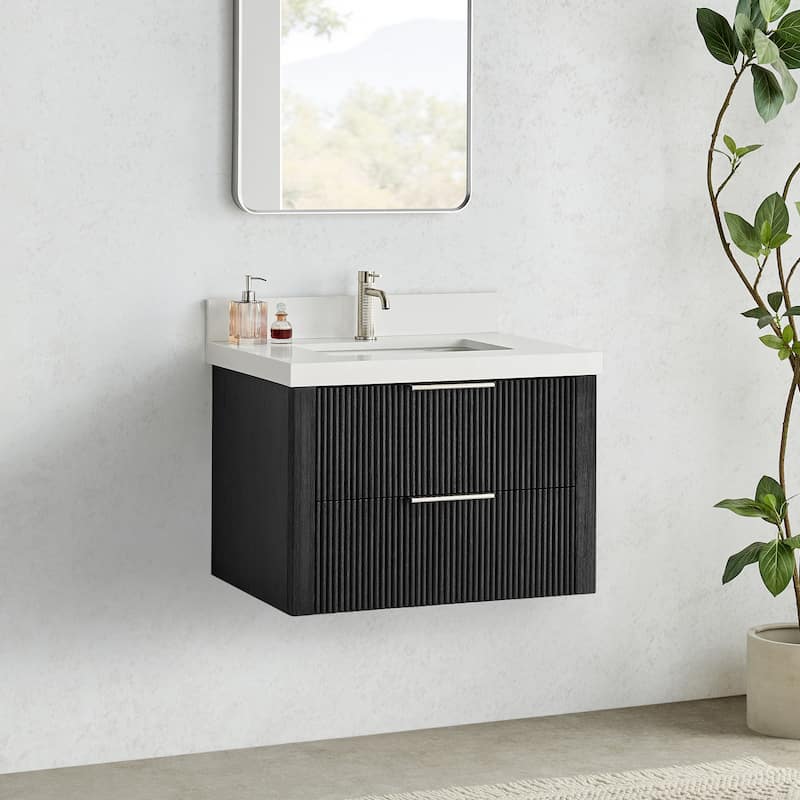 Barcelona Floating Bath Vanity with Quartz Stone Top without Mirror