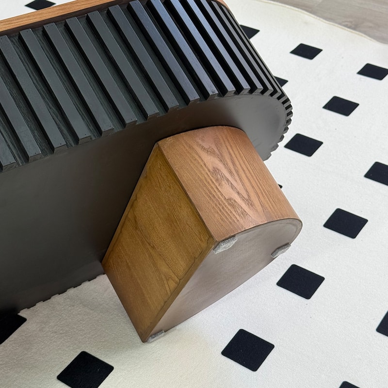 GDFStudio Nyverra Solid Wood Veneer Elliptical Coffee Table with Hidden Storage and Removable Top