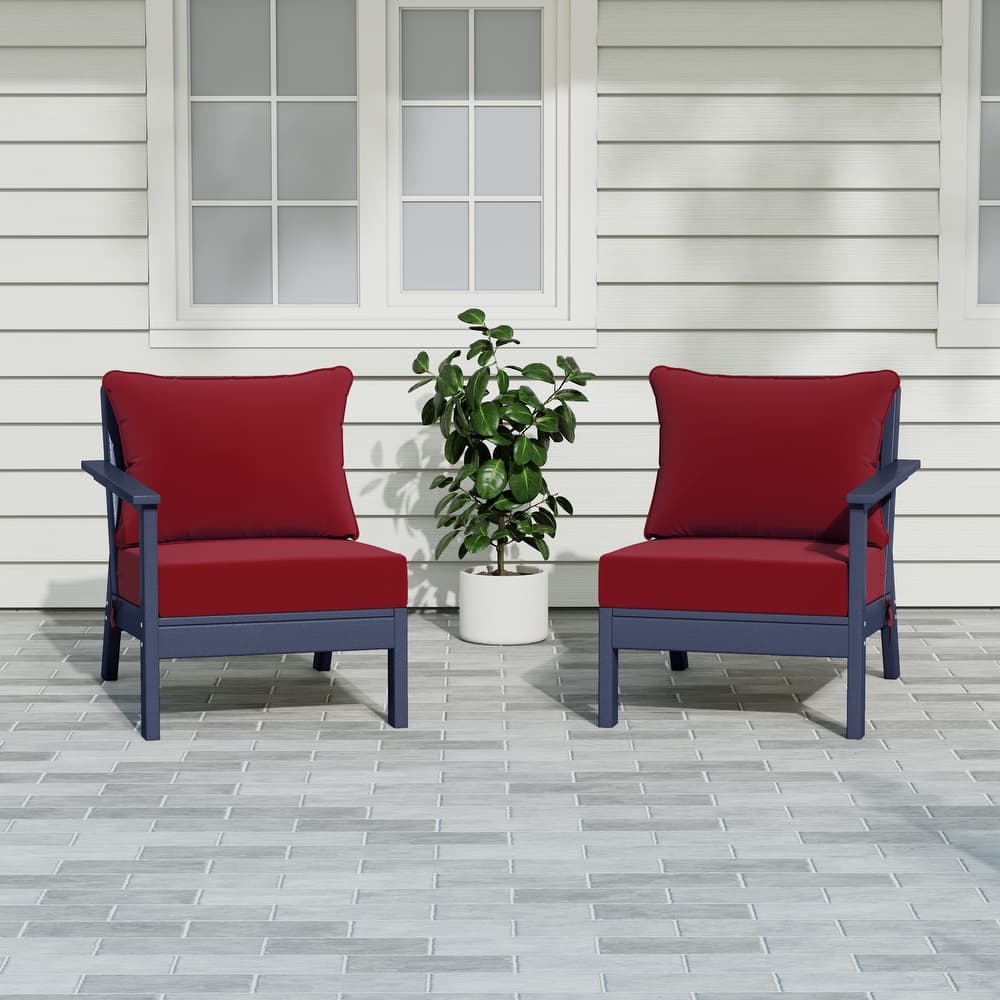 Birchwood All Weather HDPE Outdoor Patio Deep Seating Navy Blue Loveseat (2-Piece)