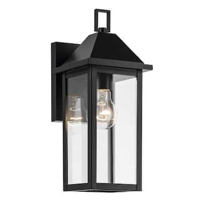 Prin 14 Inch 1 Light Outdoor Wall Light with Clear Glass in Black