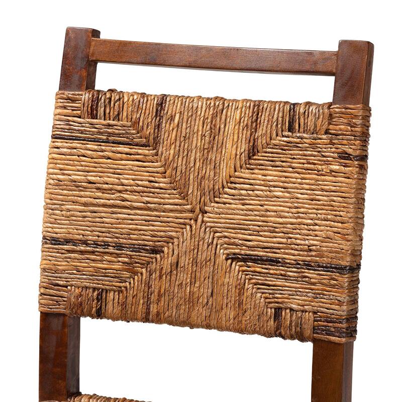 Cordoba Bohemian Natural Seagrass and Mahogany Wood 2-Piece Dining Chair