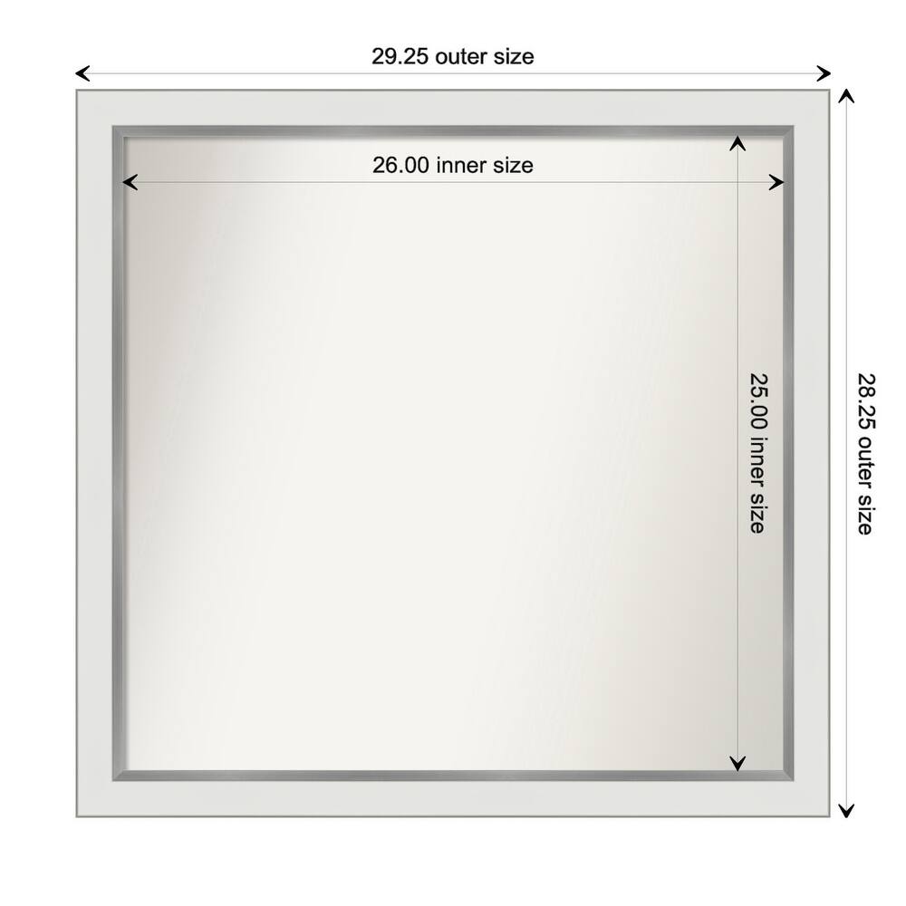 Eva White Silver Narrow Framed Non-Beveled Custom Wall Mirror, Bathroom Vanity Mirror
