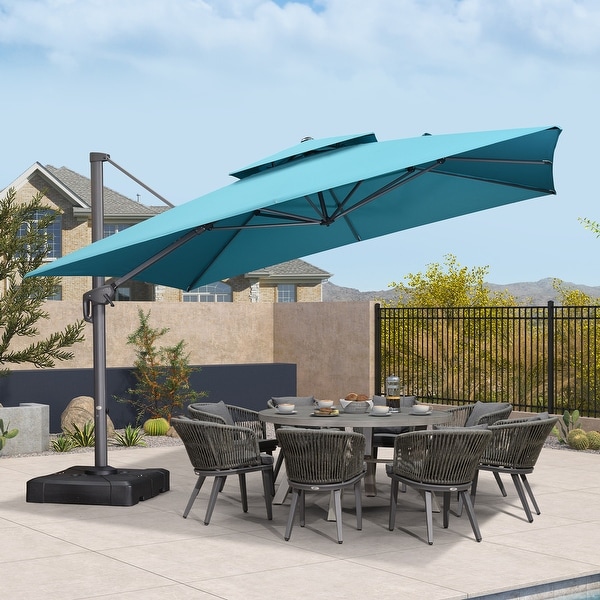 PURPLE LEAF Patio Cantilever Umbrella with 360 Degree