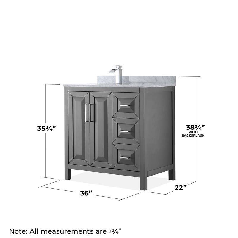 Wyndham Collection Daria 36" Free Standing Single Vanity Set with MDF
