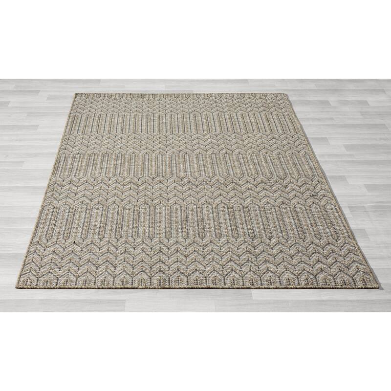 Sevita Modern Chevron Brown Indoor Outdoor Area Rug