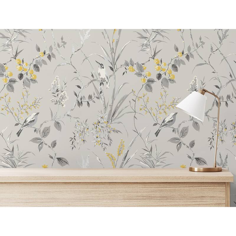 Fine Decor Mariko Grey Botanical Wallpaper