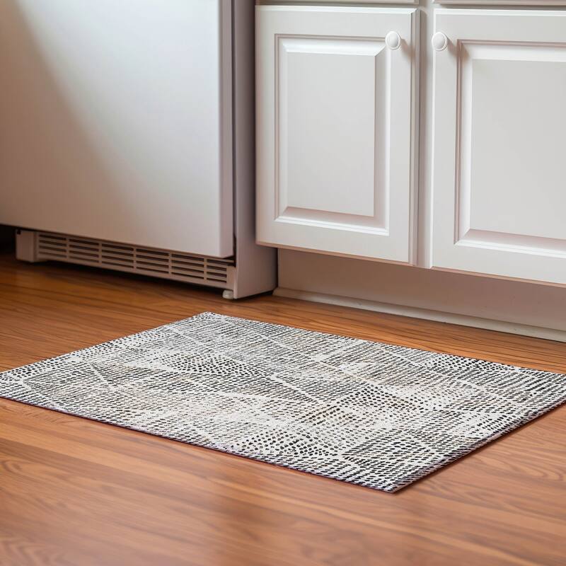 Premium Washable Super Soft Diamond Modern Mayfield Rug - Ivory - 1' 8" x 2' 6" - Rectangle