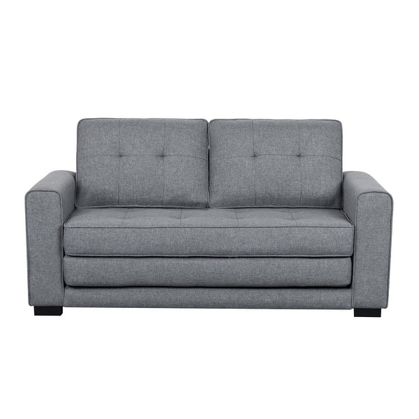 slide 2 of 9, Daisy Modern Fabric Loveseat and Sofa Bed Light Grey