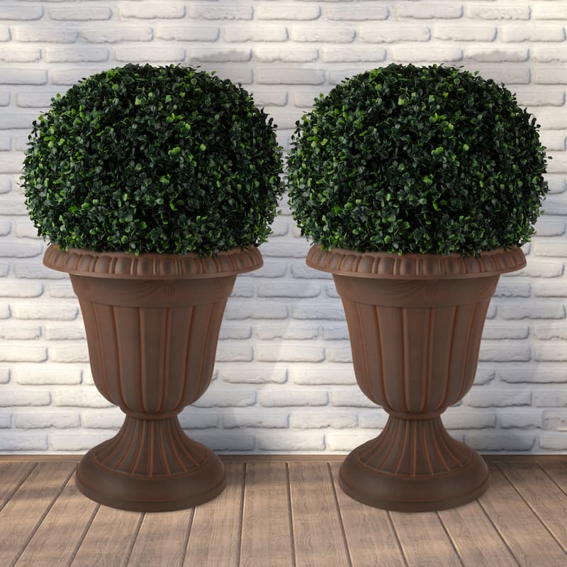 Pure Garden 16x18-Inch Outdoor Planter 2-Pack - Plastic Urn Planters