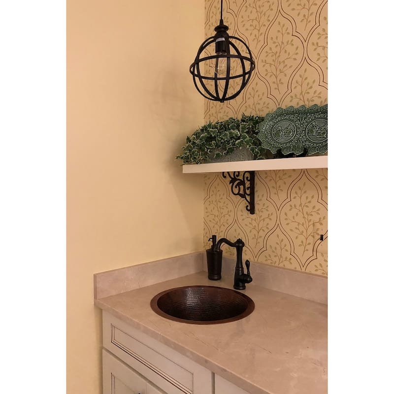 16-in Round Hammered Copper Bar Sink w/ 2-in Drain Opening (BR16DB2)