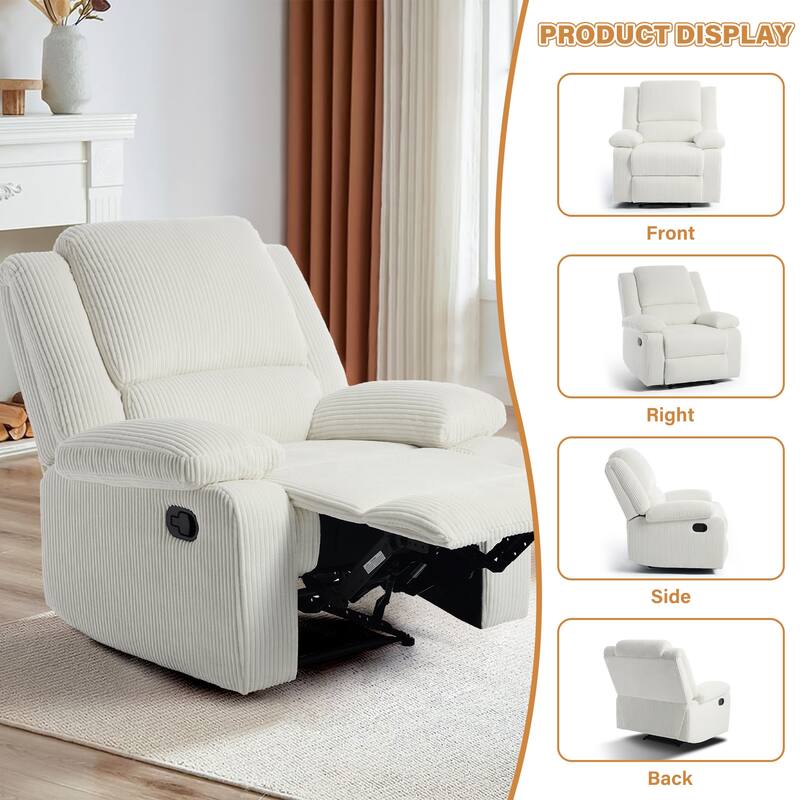 2 Piece Modern Corduroy Upholstery Push Back Manual Recliner Chair