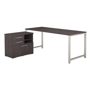 Bush Business Furniture 400 Series 72W x 30D Table Desk with Storage (Silver Finish)