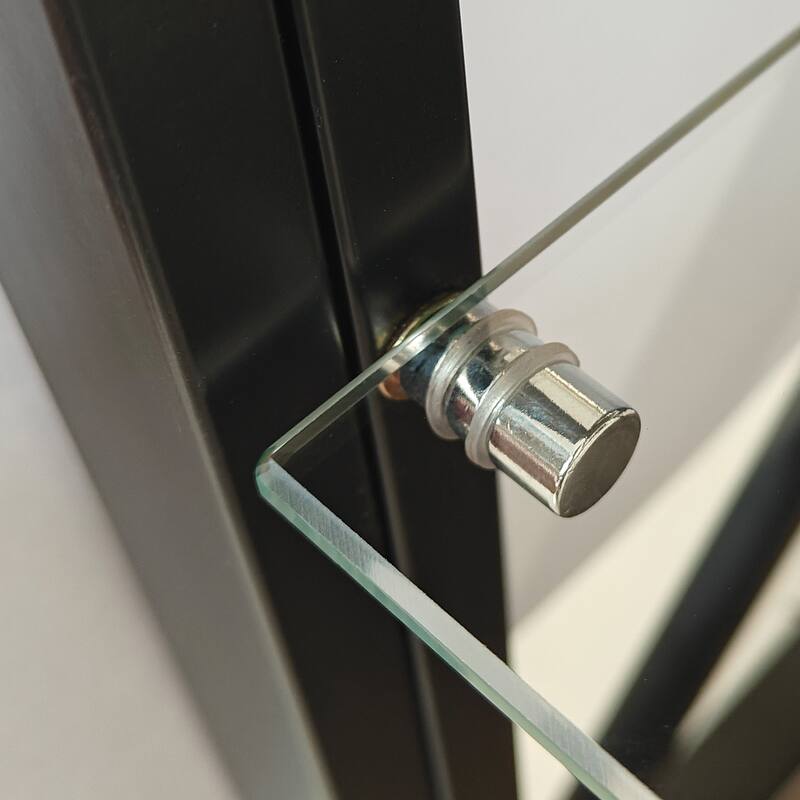 Anmytek Industrial 3 Tier Side Table with Glass Shelf Black Metal End Table for Living Room