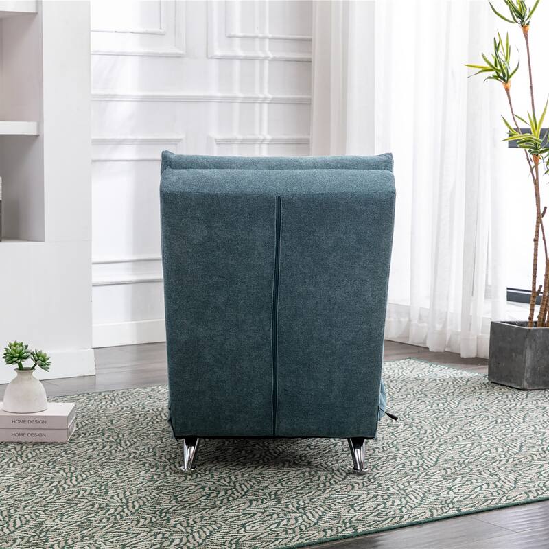 Blue Modern 21.65" High Back Upholstered Chaise Lounge Chair with Remote Control and Ergonomic Electric Massage