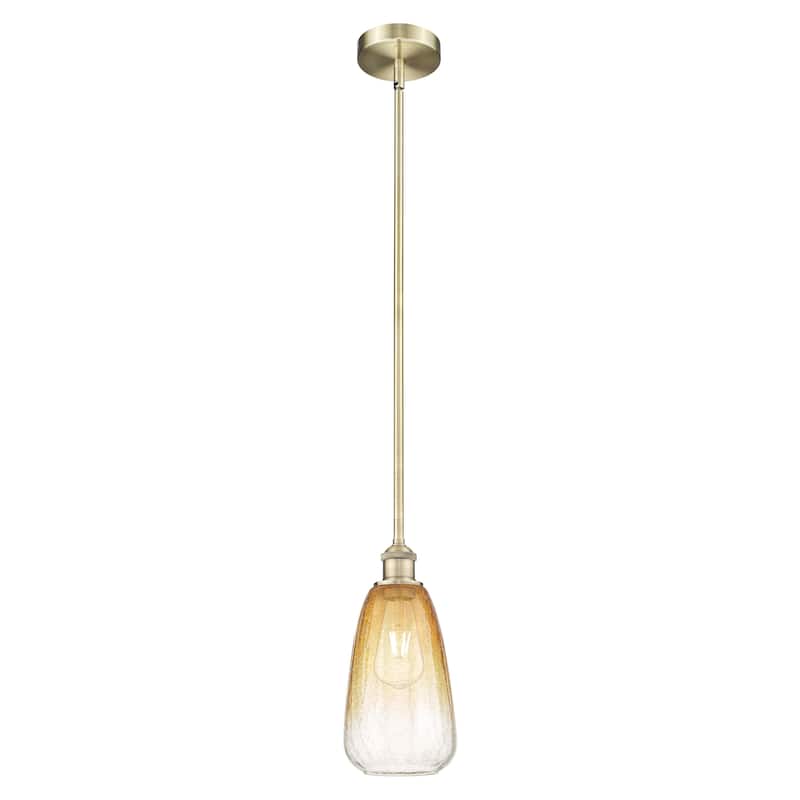Innovations Lighting Endless Possibilities Edison - Brookhaven Almond - 1 Light 6" Stem Hung Mini Pendant - Antique Brass/Amber