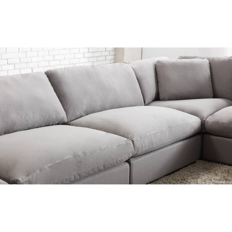 Roundhill Furniture Rivas Contemporary Feather Fill 6-Piece Modular Sectional Sofa with Ottoman