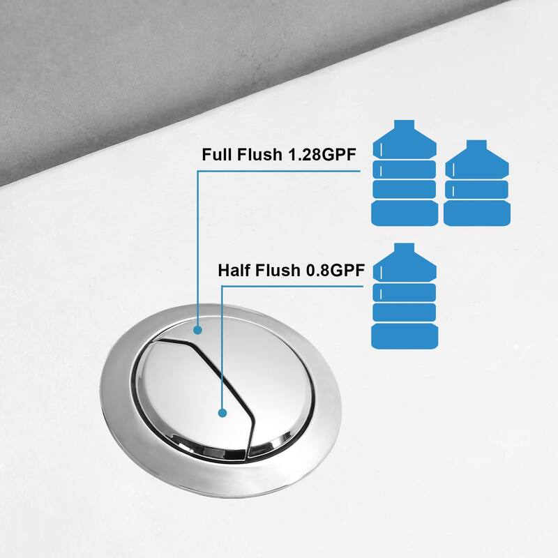 HOROW 1 Piece Dual Flush Elongated Toilet White 10 Inch Rough In WaterSense High Efficiency