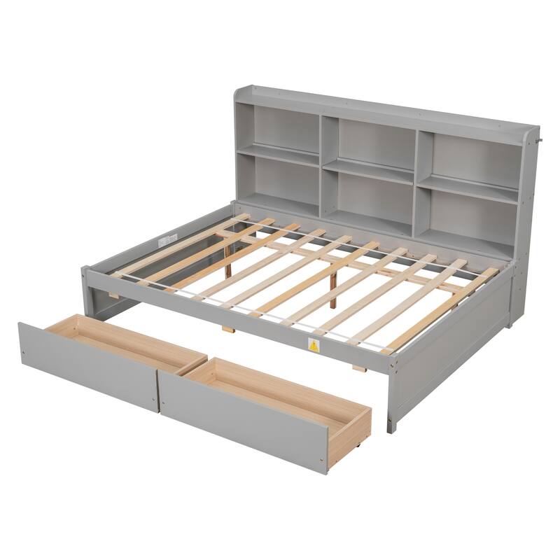Full Bed with Side Bookcase, Drawers Bed Bath & Beyond 39994744
