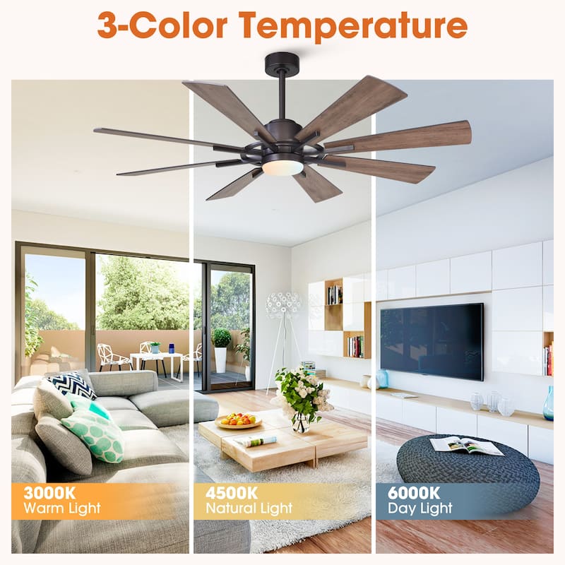 60" Oil-rubbed Bronze Large Windmill Ceiling Fan with Light and Remote - 60 Inches