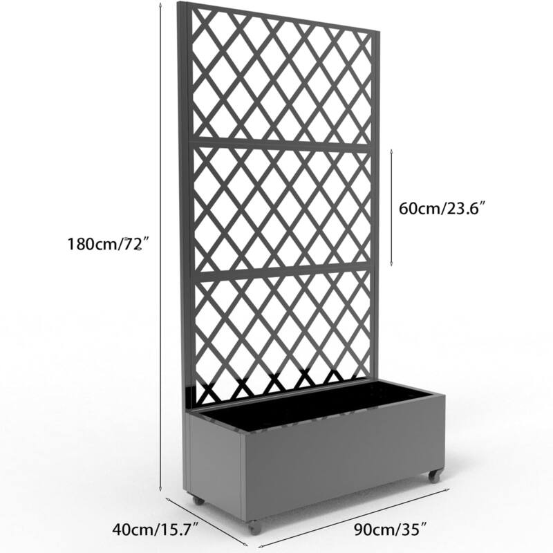 72x47Inch Metal Raised Garden Bed with Trellis and Lockable Casters Large with Drainage Holes