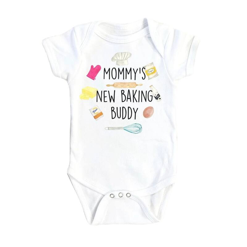 Mommy Baking Icons - Baby Boy Girl Clothes Infant Bodysuit Funny Cute Newborn - White - 6-9M