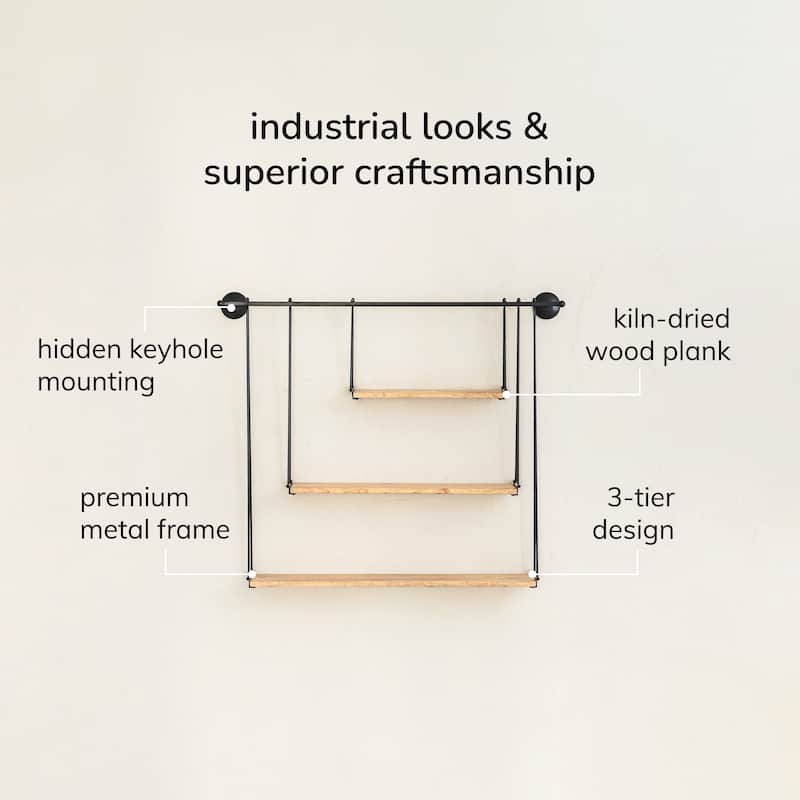 MH London Luna Three Tier Suspended Wall Shelf