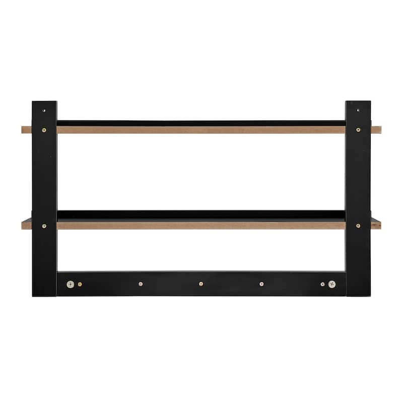Danya B. 2-Tier Wall Shelf with 5 Hanging Hooks - Entryway or Bathroom