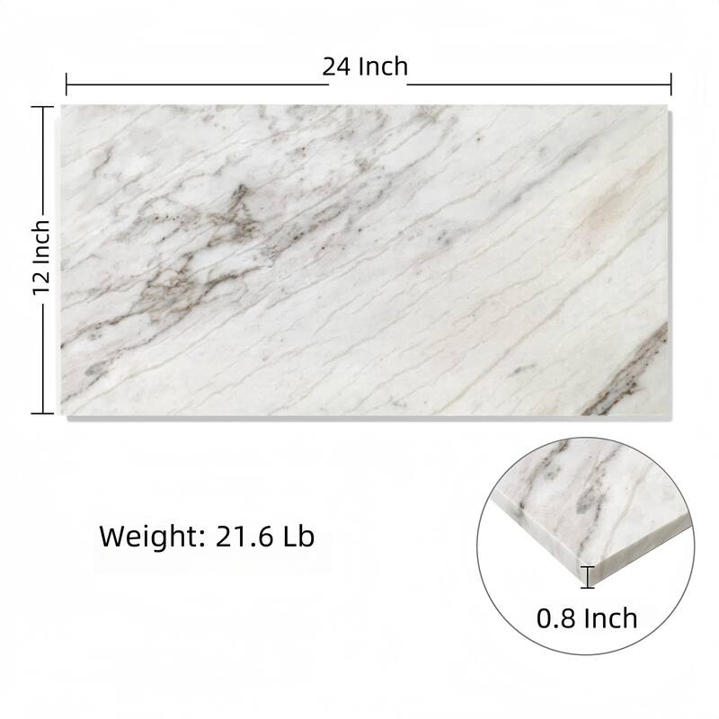12x24 Inch White Marble Tile - Polished for Floor and Wall, 4-Piece Box