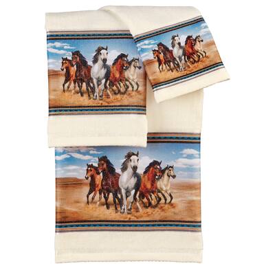 Southwest Running Horses Scene 3-Piece Towel Set - 10.380 x 6.000 x 2.000