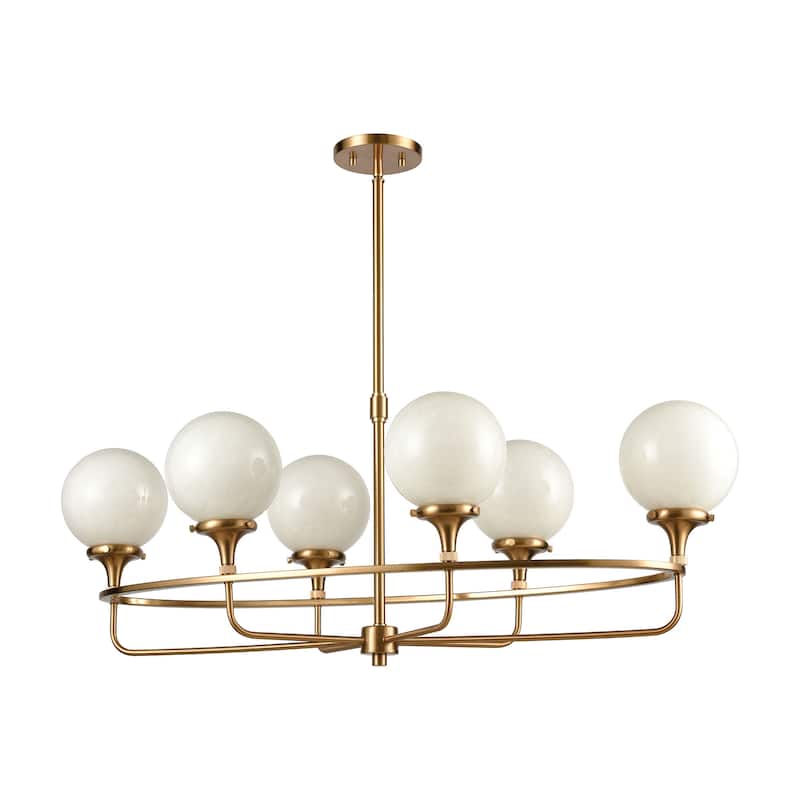 Beverly Hills 30-inch Wide 6-Light Chandelier in Satin Brass
