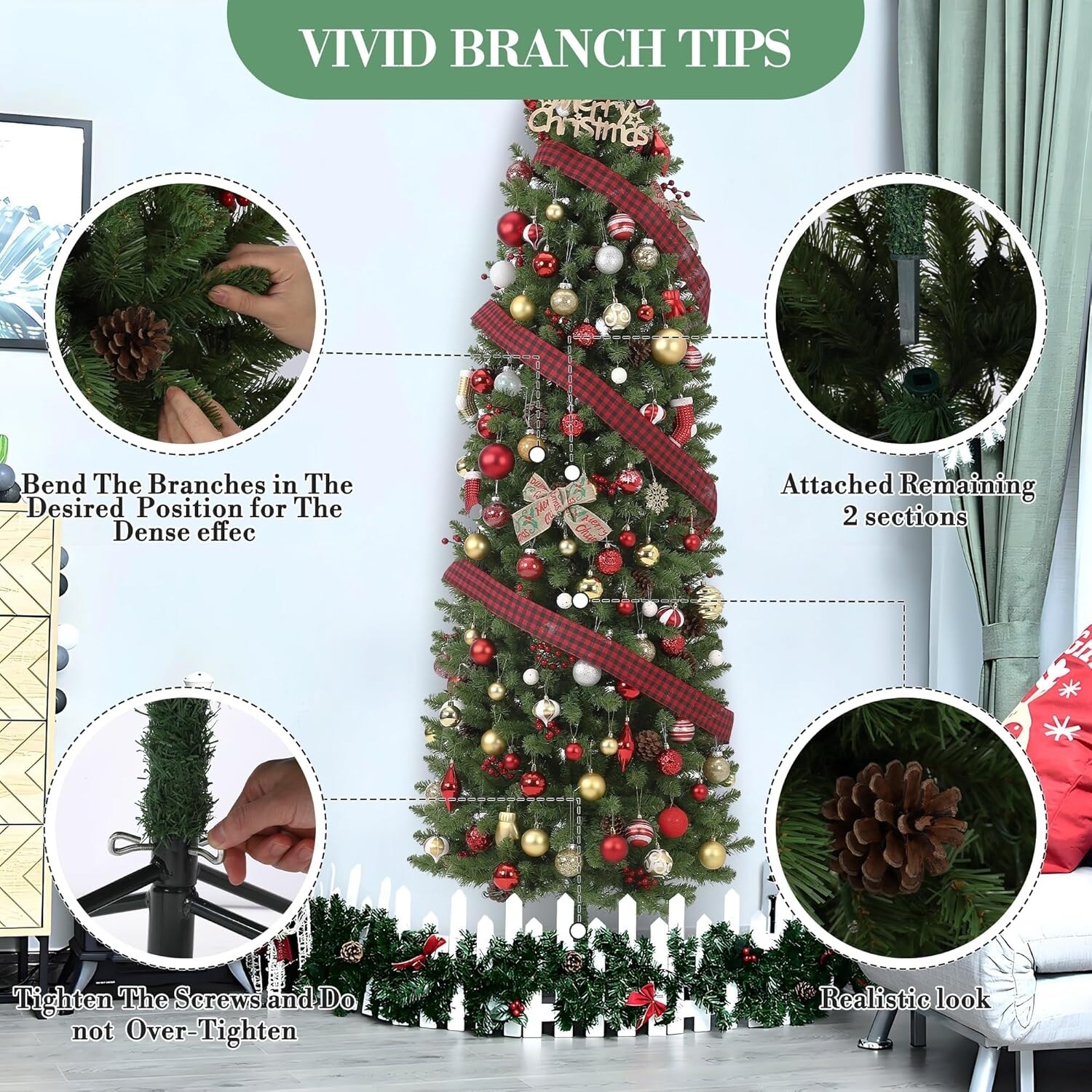 さきぽよ  流木ツリー Prelit Artificial Christmas Tree with Multicolor Led Lights