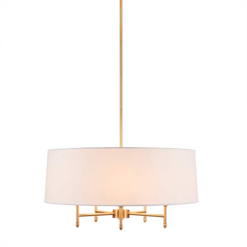 5-Light White Drum Shade Chandelier for living room,bedroom,and dining room