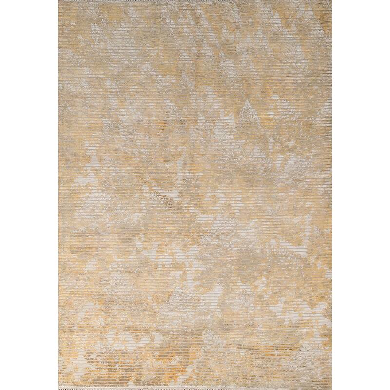 Striped Abstract Oriental Area Rug Hand-Knotted Wool Carpet - 5'6" x 7'9"