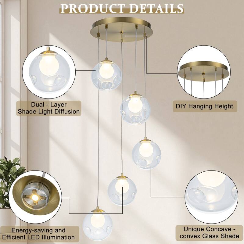 Modern Textured Glass Globe Pendant Light Frosted Shade Dining Room