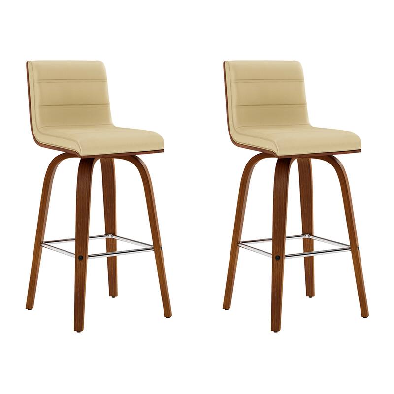 Skara Mid-Century Swivel Counter Stool, Upholstered Counter Height Chair with Bentwood Legs