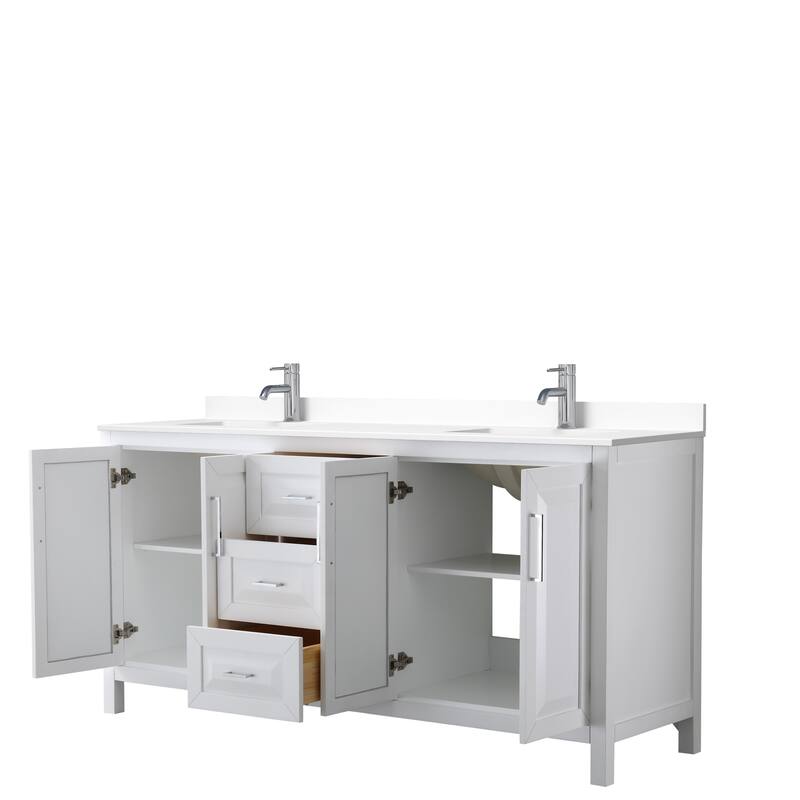 Daria 72 Inch Double Vanity, Cultured Marble Top