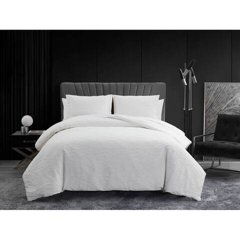 Vera Wang Abstract Crinkle White Comforter Set