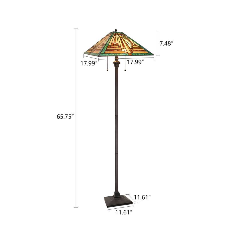 Tiffany-Style 2-Light Mission Floor Lamp 16" Shade - 18"