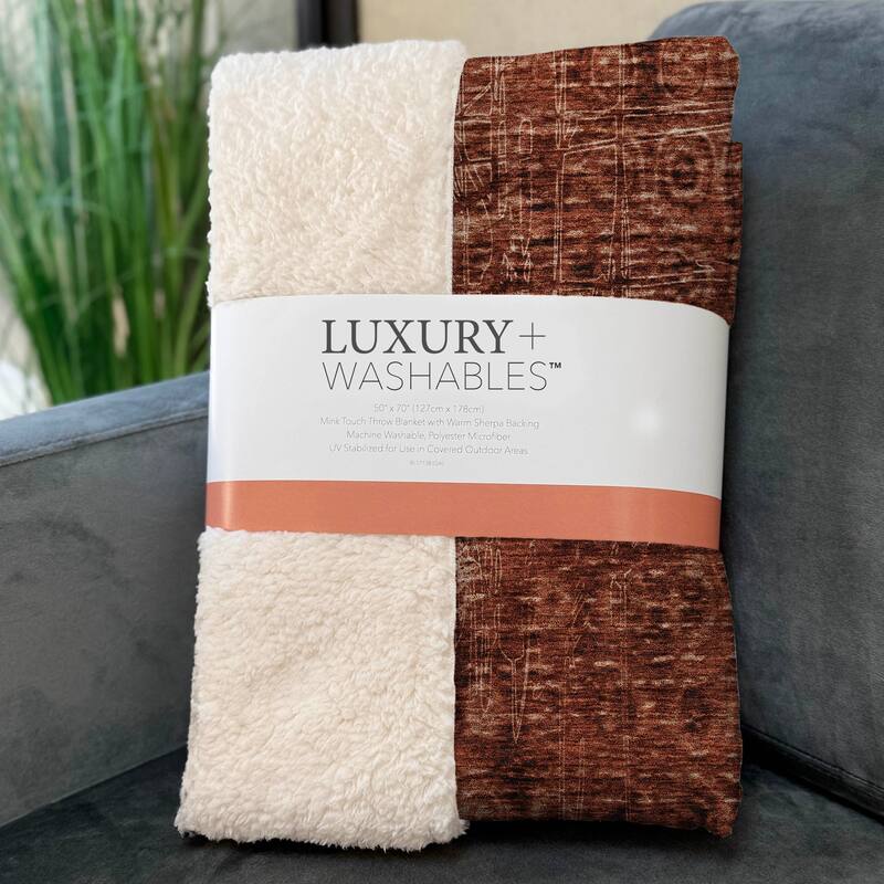 Premium Machine Washable Modern Prints Sherpa Throw Blanket