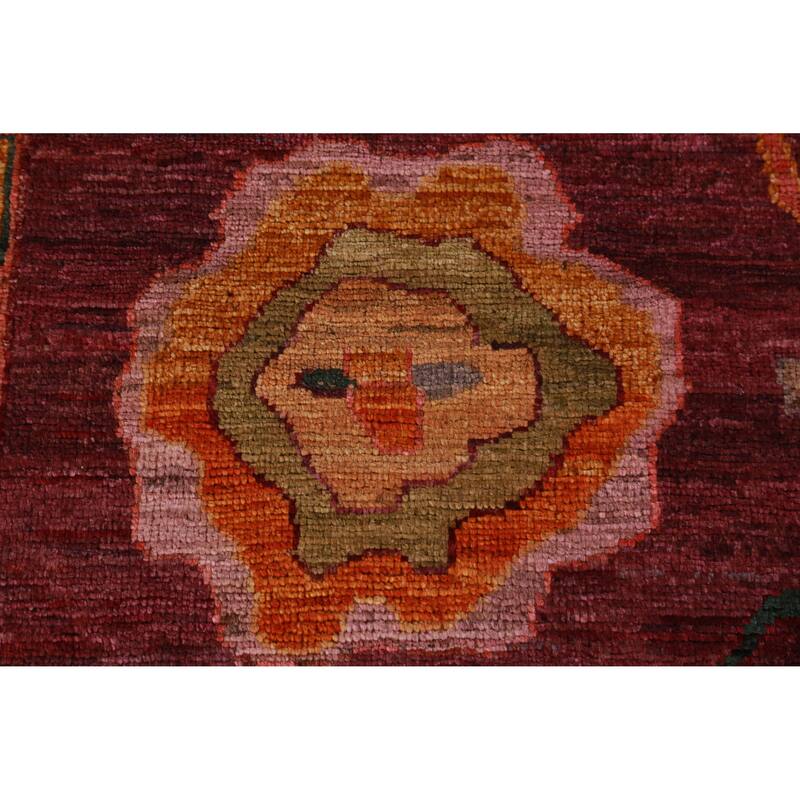 Hand Knotted Oriental 100% Wool Carpet Transitional All-Over Red Oushak Area Rug - 11' 7'' X 9' 1''