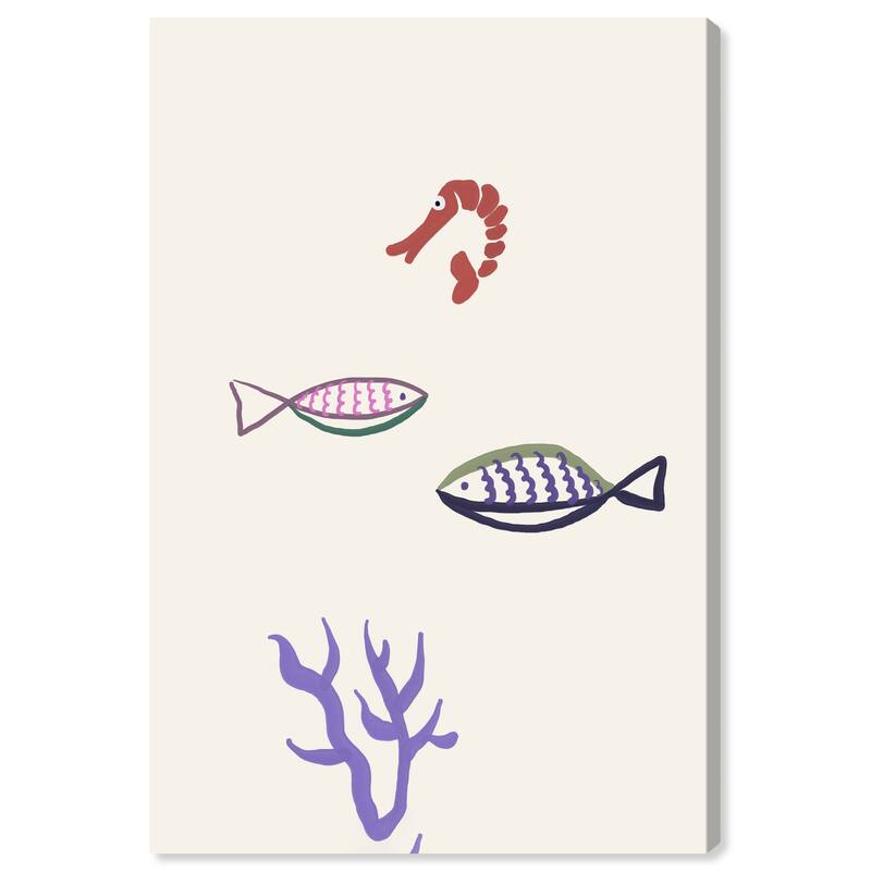 Wynwood Studio Education and Office Drawing from my Fish Antique White Modern & Contemporary Wall Art Canvas Print