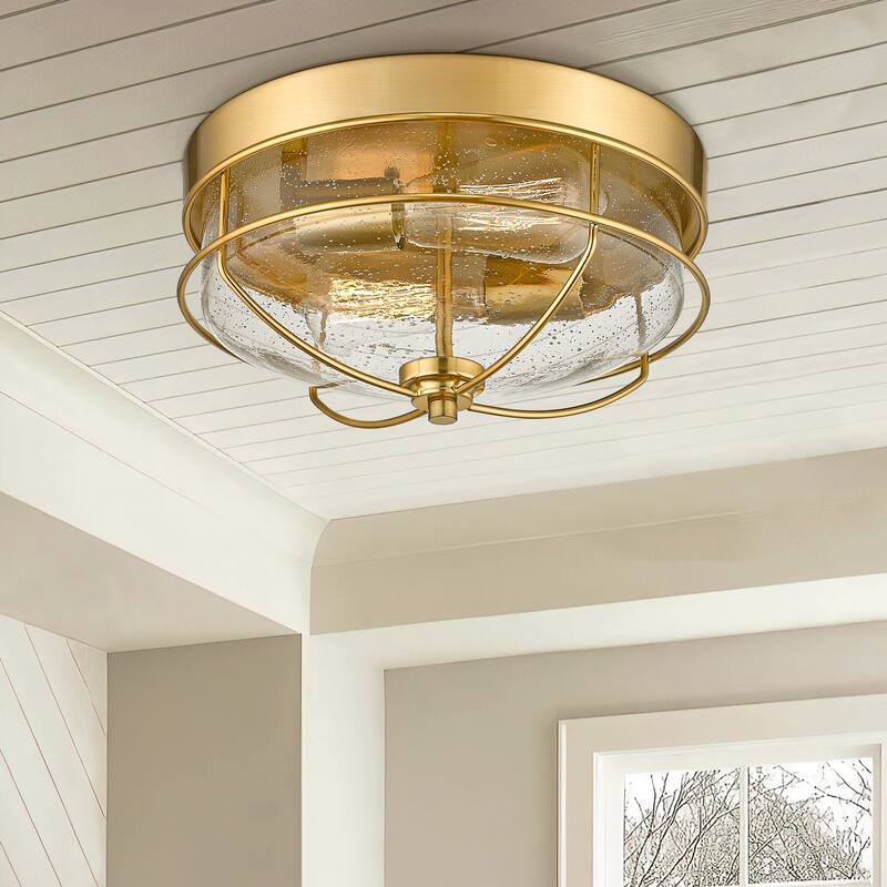 Flush Mount Ceiling Light with Seeded Glass Shade