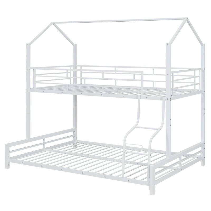 Twin over Full Size Metal House Bunk Bed