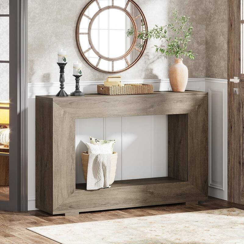 47" Farmhouse Narrow Rustic Console Table with Storage for Living Room